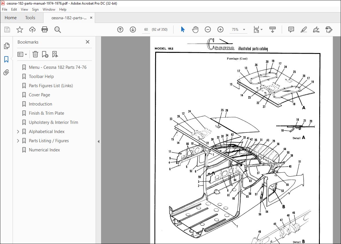1974-1975 Cessna 182 Parts Catalog Manual - PDF DOWNLOAD - HeyDownloads -  Manual Downloads