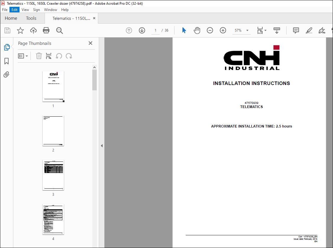 CNH Telematics 1150L 1650L Crawler Dozer Installation Instructions ...