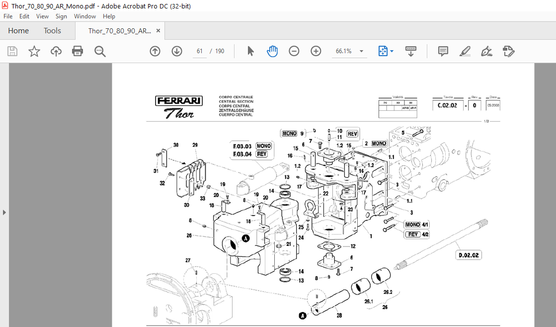 Ferrari Thor 70-80-90 AR monodirezionale Parts Catalog Manual - PDF  DOWNLOAD - HeyDownloads - Manual Downloads