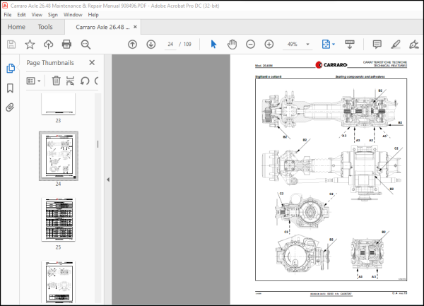 Carraro Axle 26.48 Maintenance & Repair Manual 908496 - PDF DOWNLOAD ...