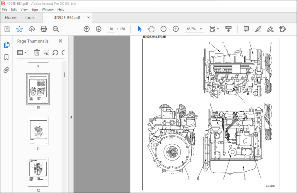 Komatsu 4D92E, 4D94LE & 4D98E Diesel Engine Shop Manual 4D94E-BE4 – PDF ...