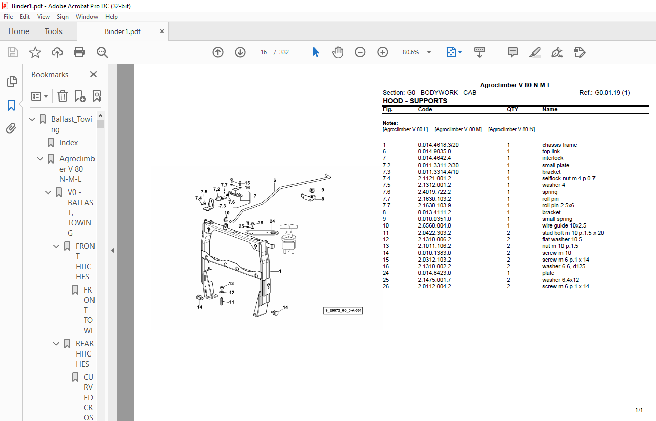 Deutz Fahr Agroclimber V 80 NML Parts Catalog Manual PDF DOWNLOAD
