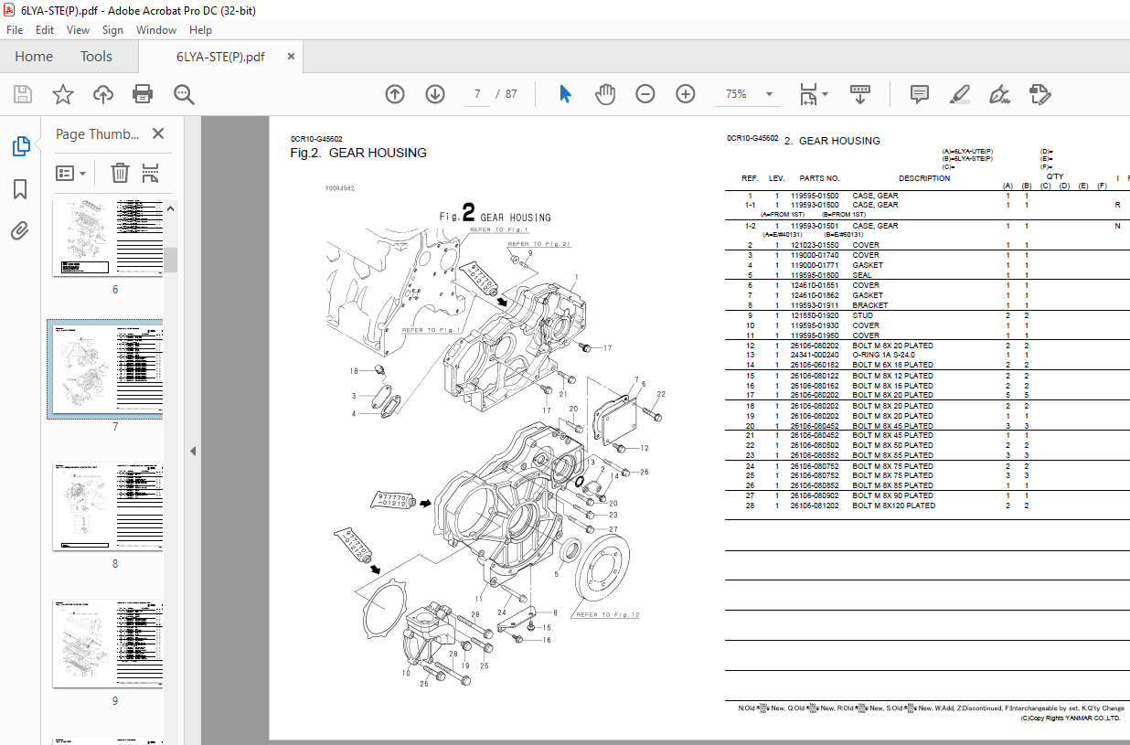 Yanmar 6LYAUTE & 6LYASTE 6LYAUTP & 6LYASTP Diesel Engine Parts