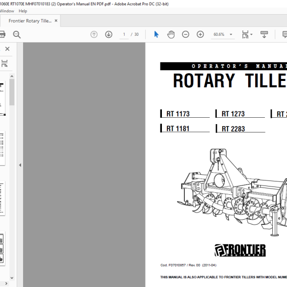 Frontier Bedknife Grinder BG1500 Operator's Manual(5NTBG1507901) PDF