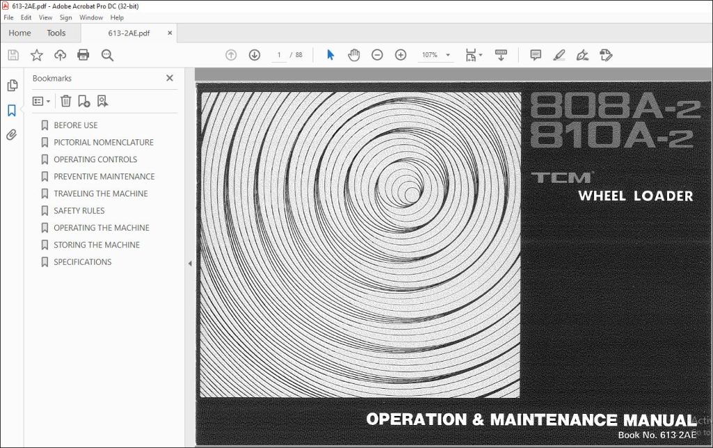 TCM 808A2 810A2 Wheel Loader Operation & Maintenance Manual 6132AE