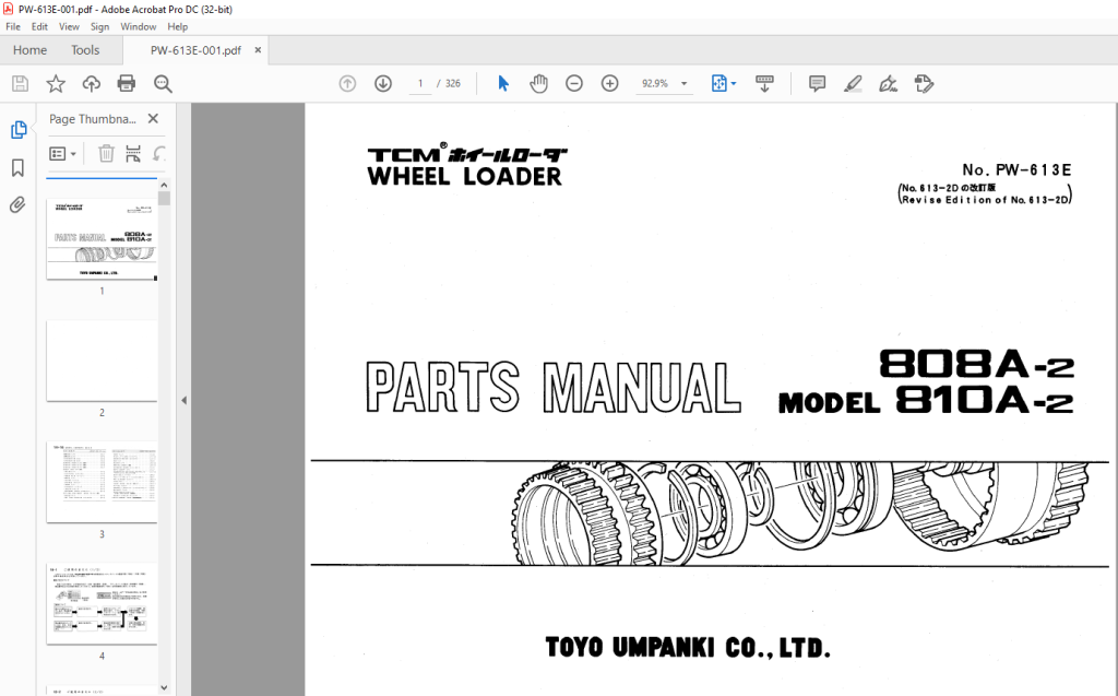 TCM 808A2 810A2 Wheel Loader Parts Manual PW613E PDF DOWNLOAD