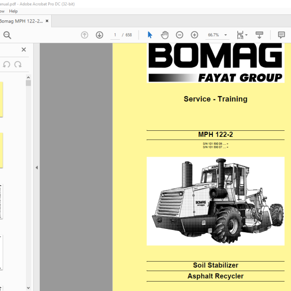 Bomag MPH 1222 Soil Stabilizer Asphalt Recycler Service Training