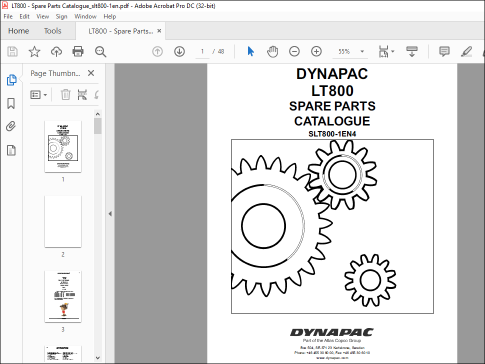 DYNAPAC LT800 SPARE PARTS CATALOGUE MANUAL SLT800-1EN4 - PDF DOWNLOAD ...