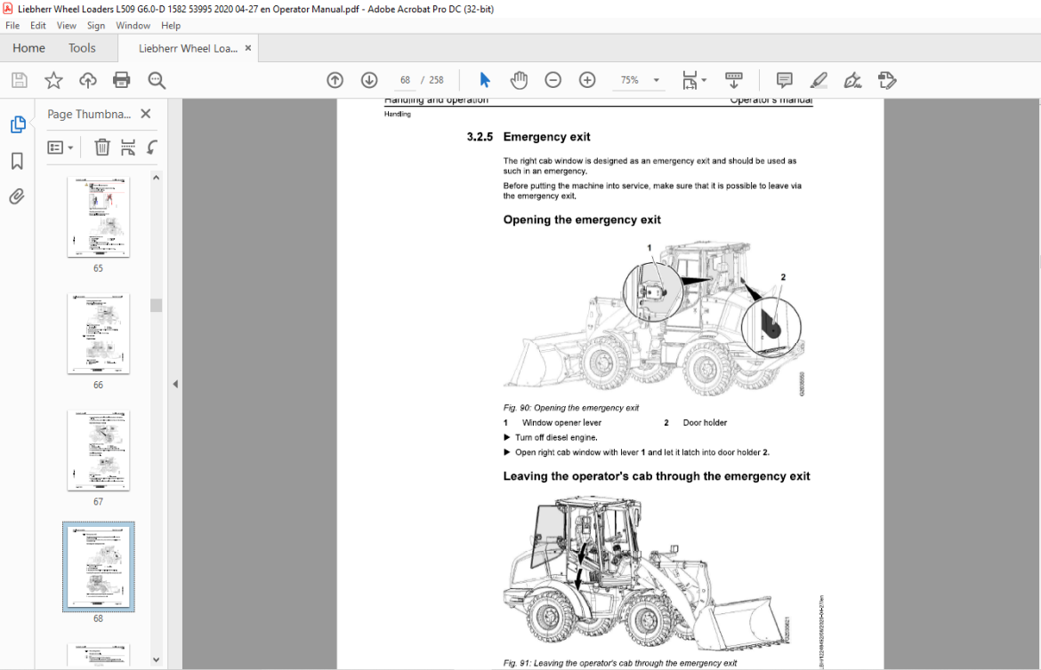 Liebherr L 509 1582 Wheel Loader Operator's Manual 53995 - PDF DOWNLOAD