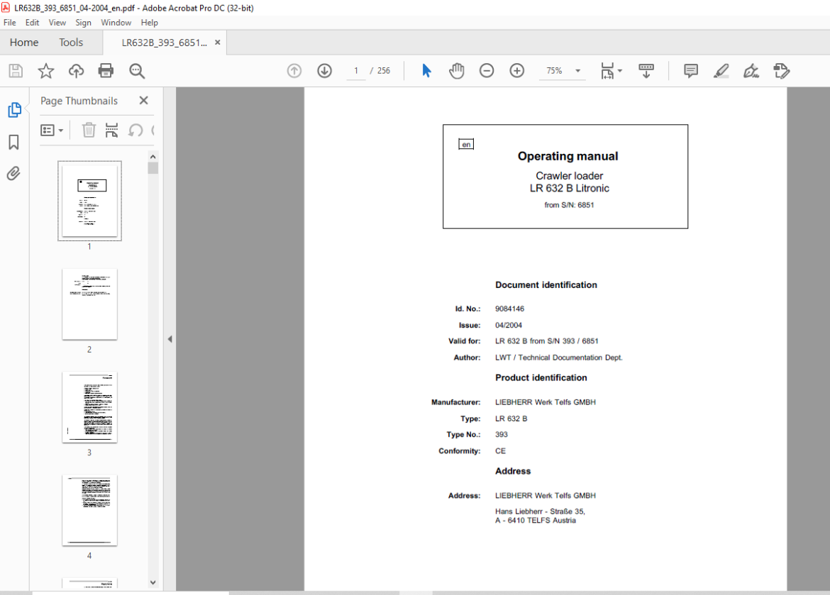 Owner’s Manual for Liebherr LR 632B Litronic 393 SN 6851 PDF ...