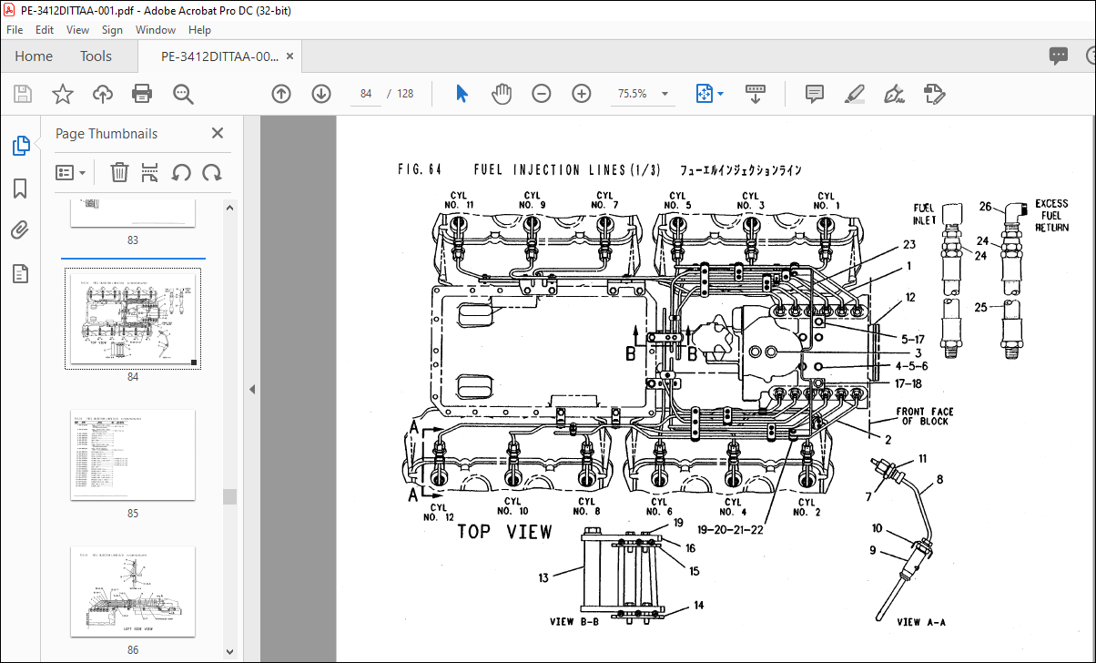 TCM Caterpillar 3412DITTA Diesel Engine Parts Manual PE3412DITTAA