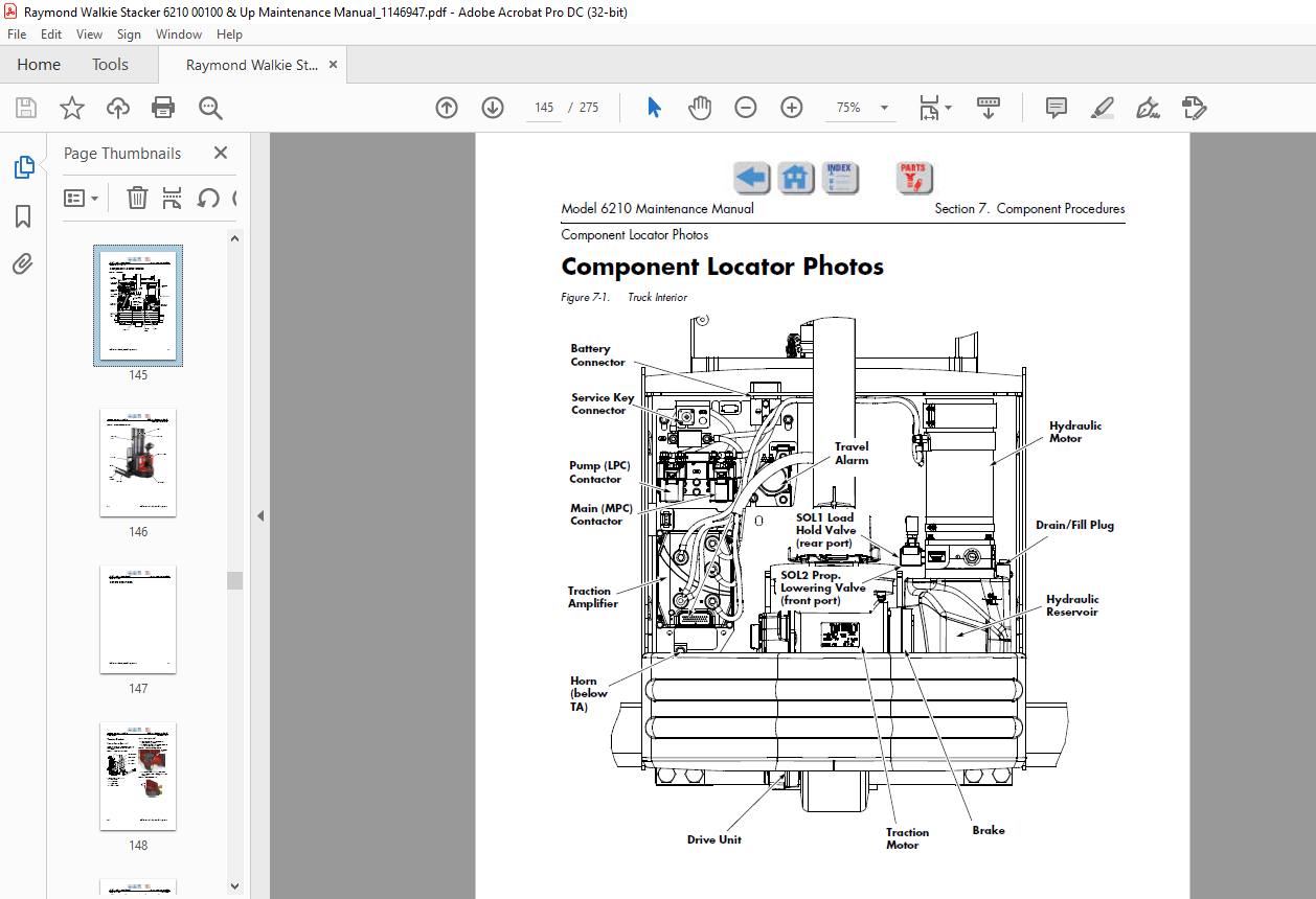 Raymond 6210 Walkie Straddle Stacker Maintenance Manual SN 6211500100