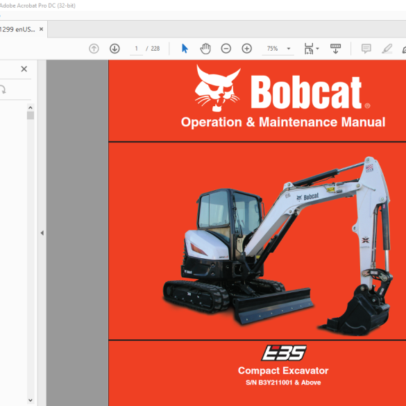 Bobcat Excavator 331 331E 334 Hydraulic/Hydrostatic Schematic Manual V