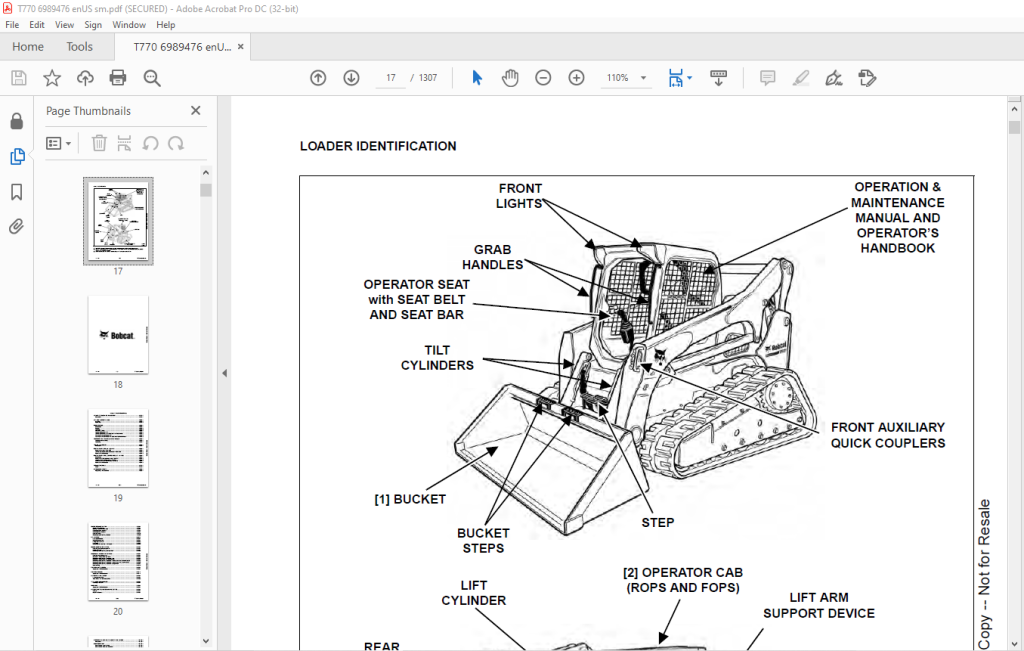 Bobcat T770 Compact Track Loader Service Manual 6989476 - PDF DOWNLOAD ...