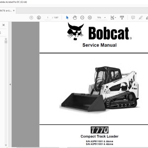 Bobcat T770 Compact Track Loader Service Manual 6989476 - PDF DOWNLOAD ...