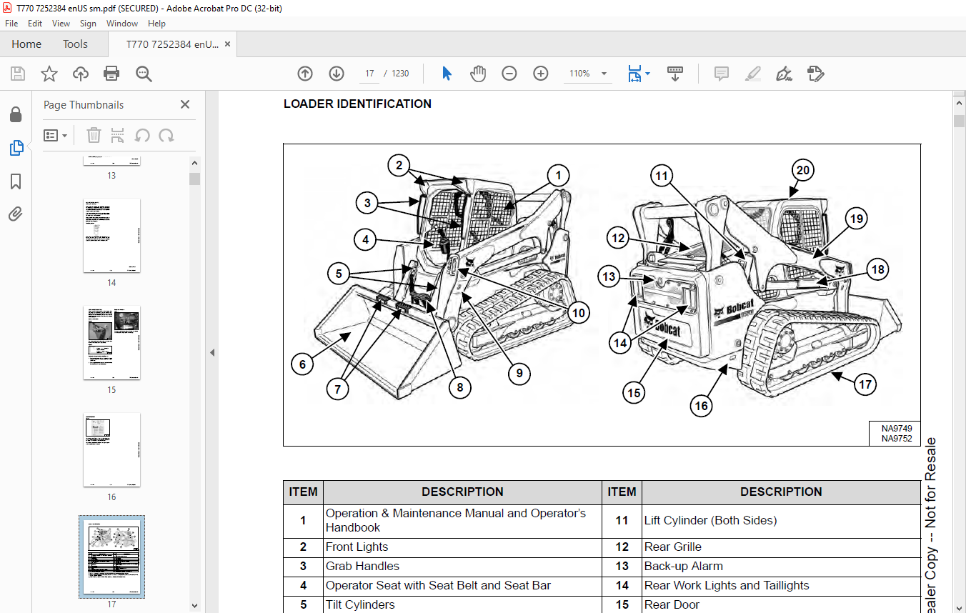 Bobcat T770 Skid-Steer Loader Service Manual 7252384 - PDF DOWNLOAD ...