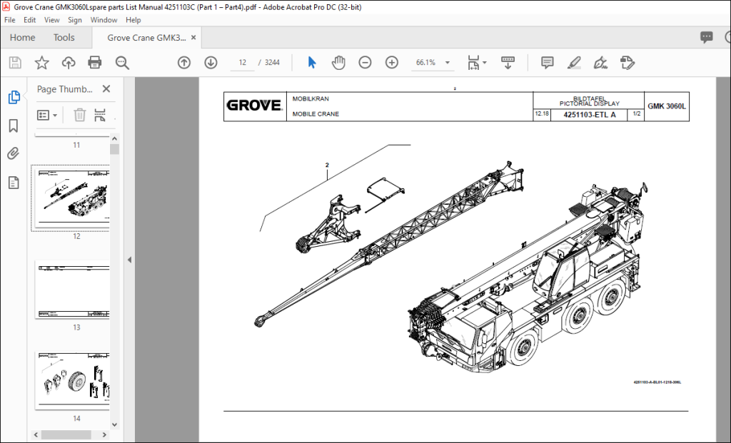 Grove Crane GMK 3060L Spare Parts Manual 4251103C PDF DOWNLOAD