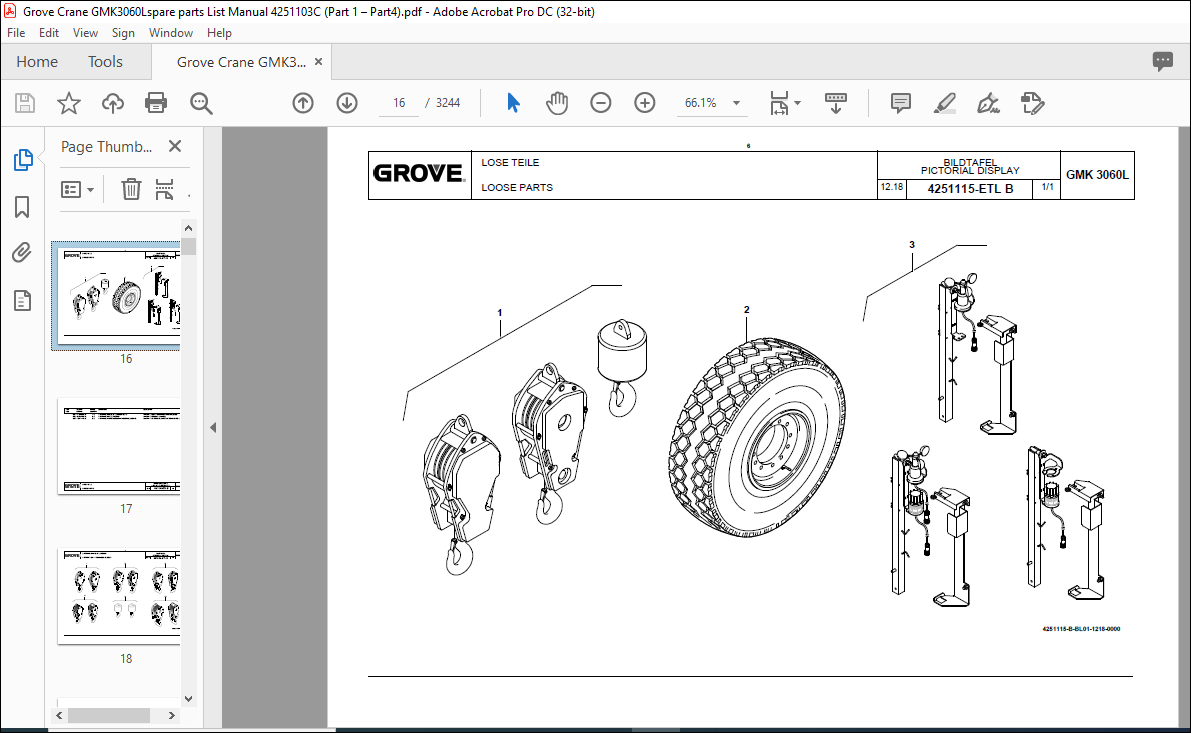 Grove Crane GMK 3060L Spare Parts Manual 4251103C PDF DOWNLOAD