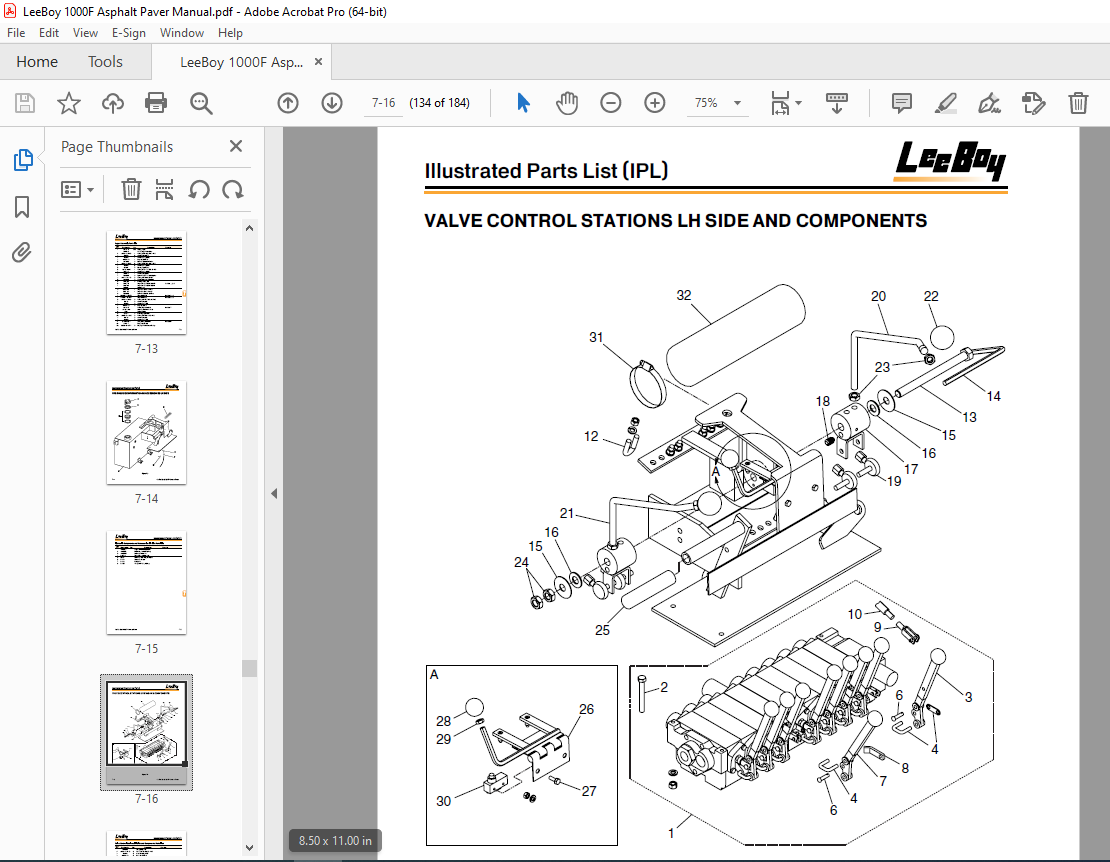 LEEBOY 1000F Tilt Hopper Paver Operations, Service & Parts Manual SN