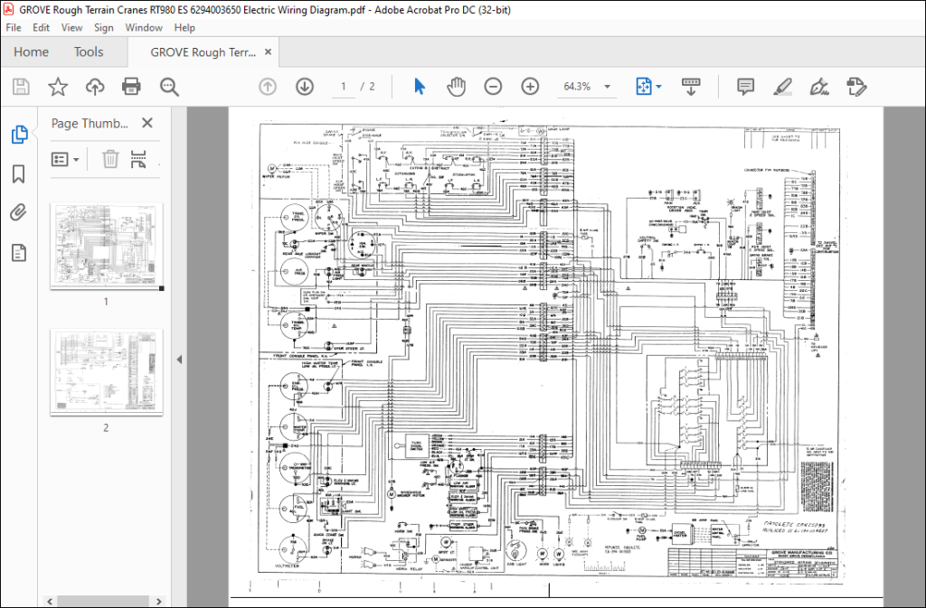 GROVE Rough Terrain Cranes RT980 Electrical Schematic Manual - PDF DOWNLOAD