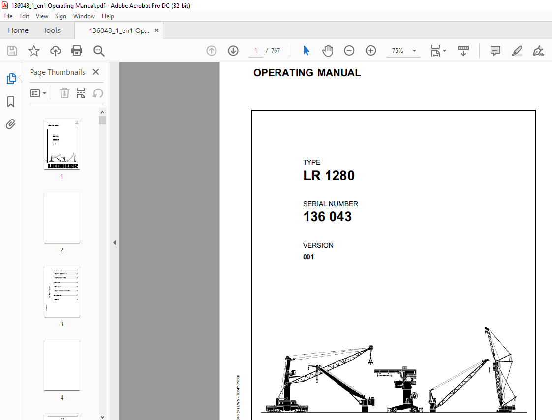 Liebherr Crawler Crane LR 1280 OPERATING MANUAL – PDF DOWNLOAD ...