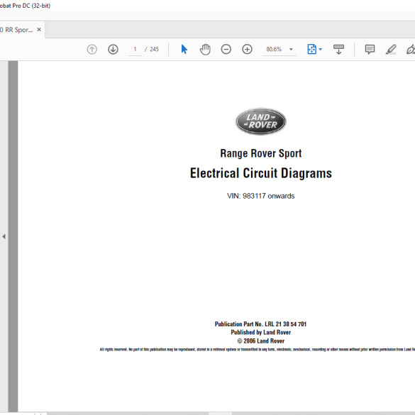 2006 Land Rover L320 Range Rover Sport LHD Electrical Circuit Diagrams ...