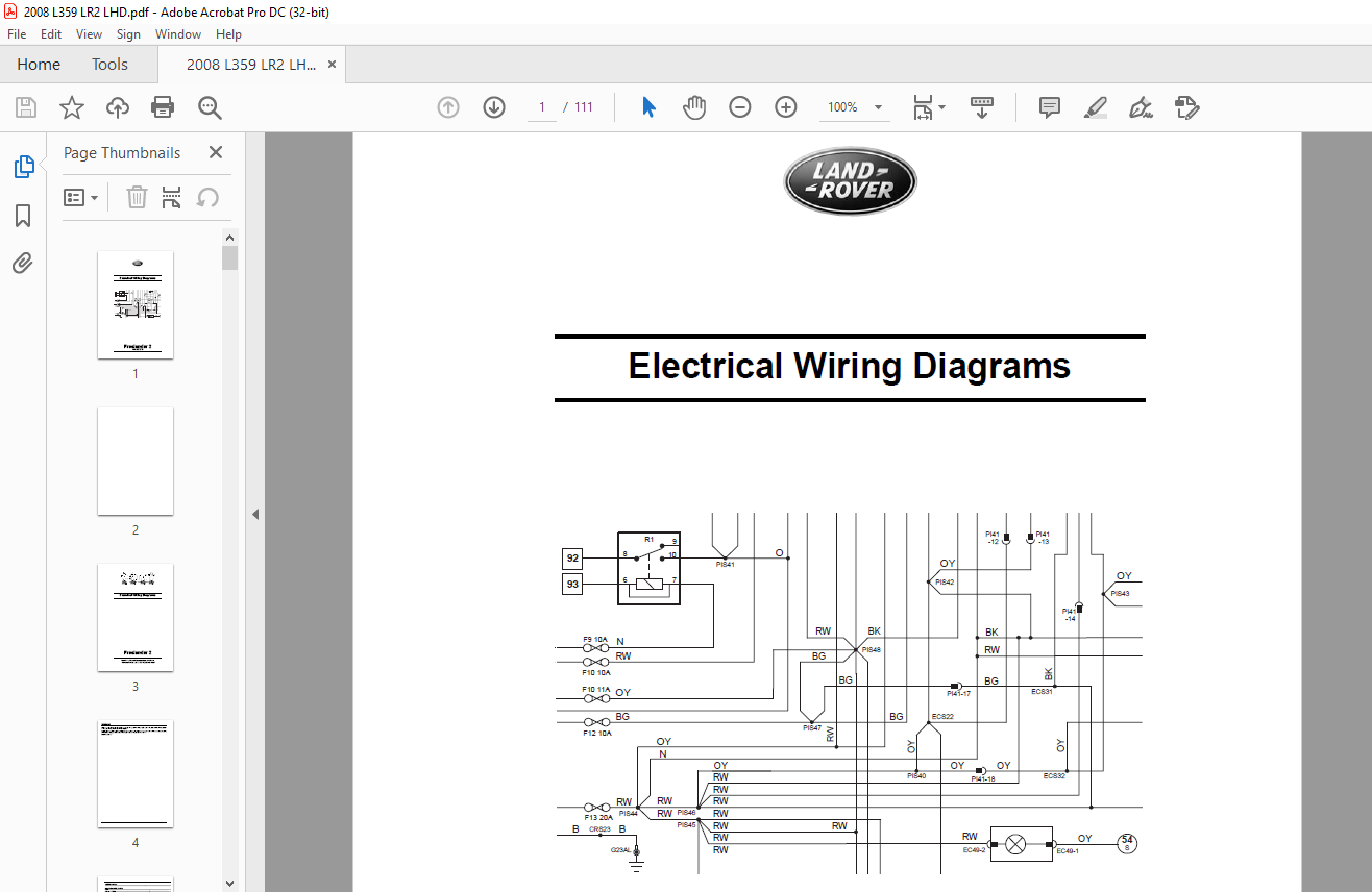 2007 Land Rover L359 Freelander 2 LHD Electrical Wiring Diagrams