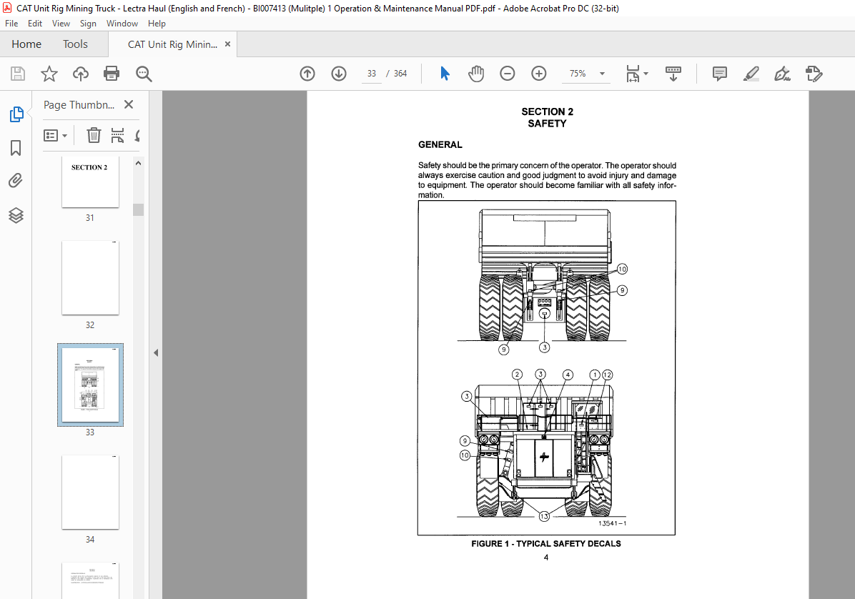 Cat Unit Rig CAT Unit Rig Mining Truck Lectra Haul Operator's Manual BI007413 - PDF ...