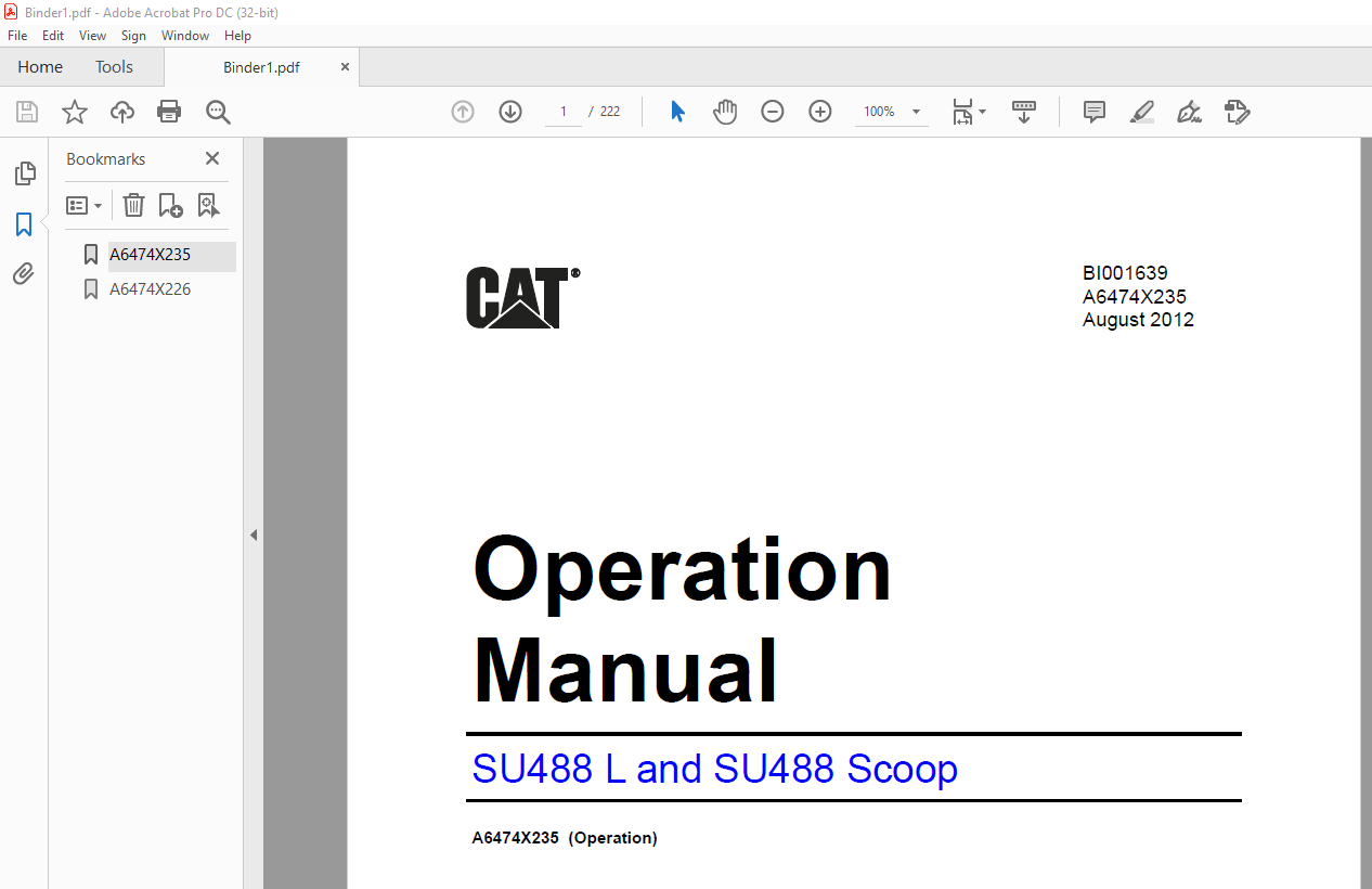 CAT Scoop SU488 L and SU488 Scoop Operation Manual - PDF DOWNLOAD