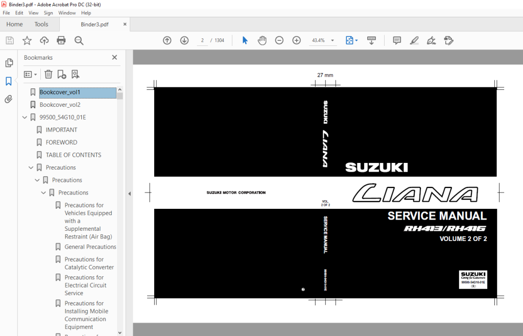 SUZUKI RH413 RH416 LIANA SERVICE MANUAL VOL 1&2 PDF DOWNLOAD