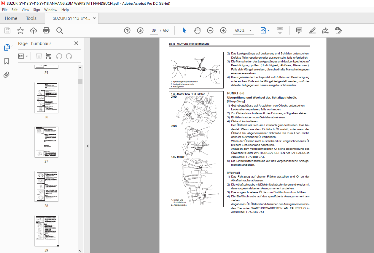SUZUKI SY413 SY416 SY418 ANHANG ZUM WERKSTATT HANDBUCH PDF DOWNLOAD