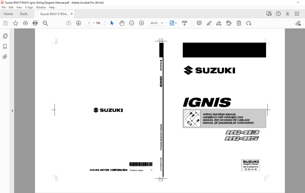 Suzuki RG413 RG415 ignis Wiring Diagram Manual PDF DOWNLOAD
