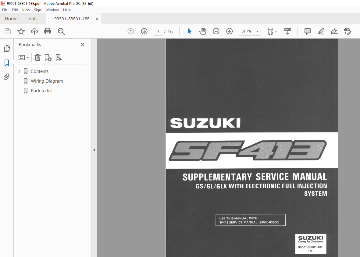 Suzuki SF413 Supplementary Service Manual PDF DOWNLOAD HeyDownloads