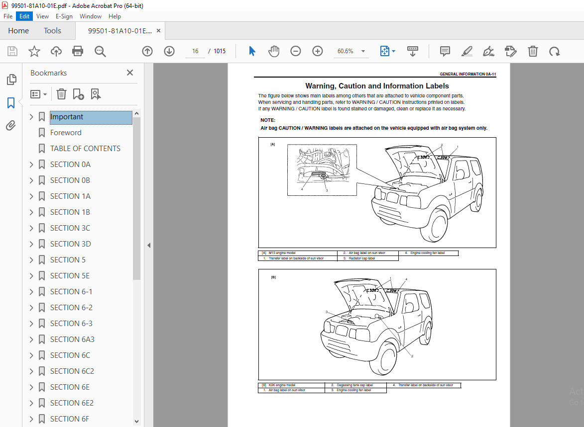 Suzuki SN413 SN415D Jimny Supplementary Service Manual PDF DOWNLOAD