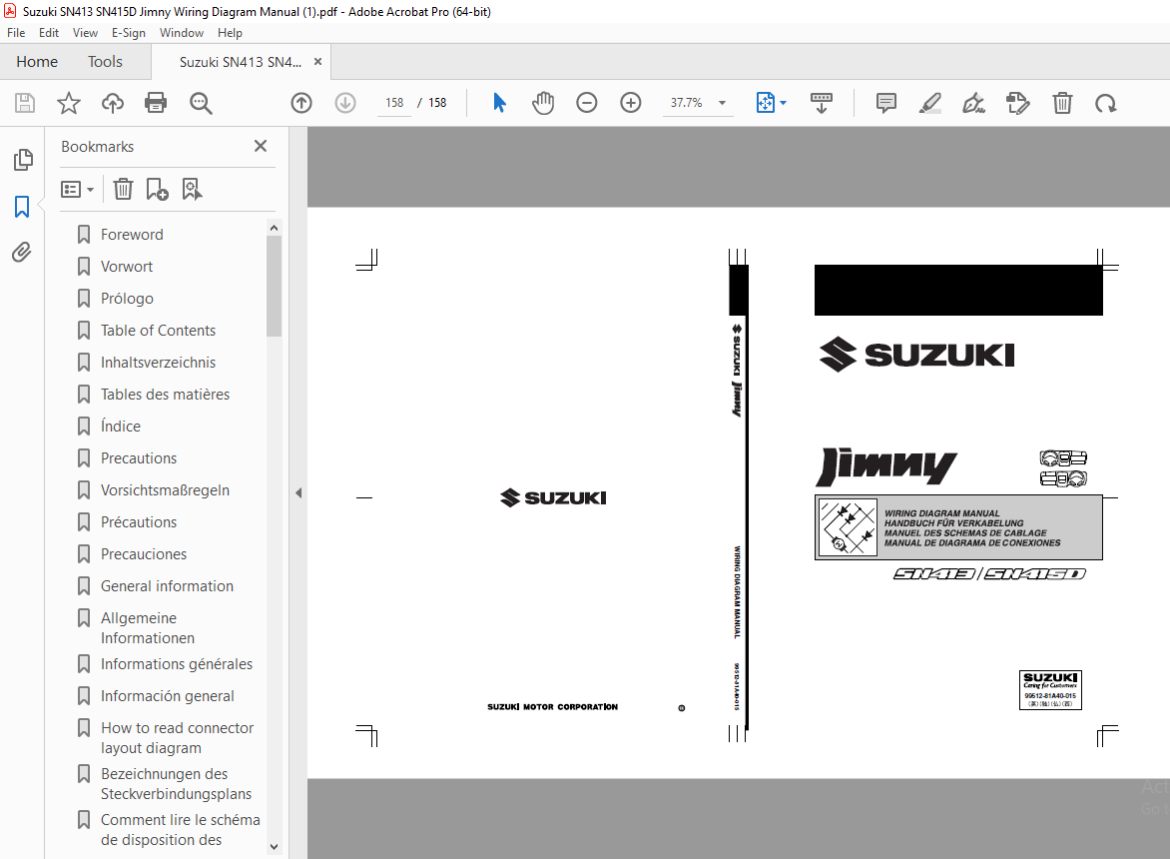 Suzuki SN413 SN415D Jimny Wiring Diagram Manual PDF DOWNLOAD