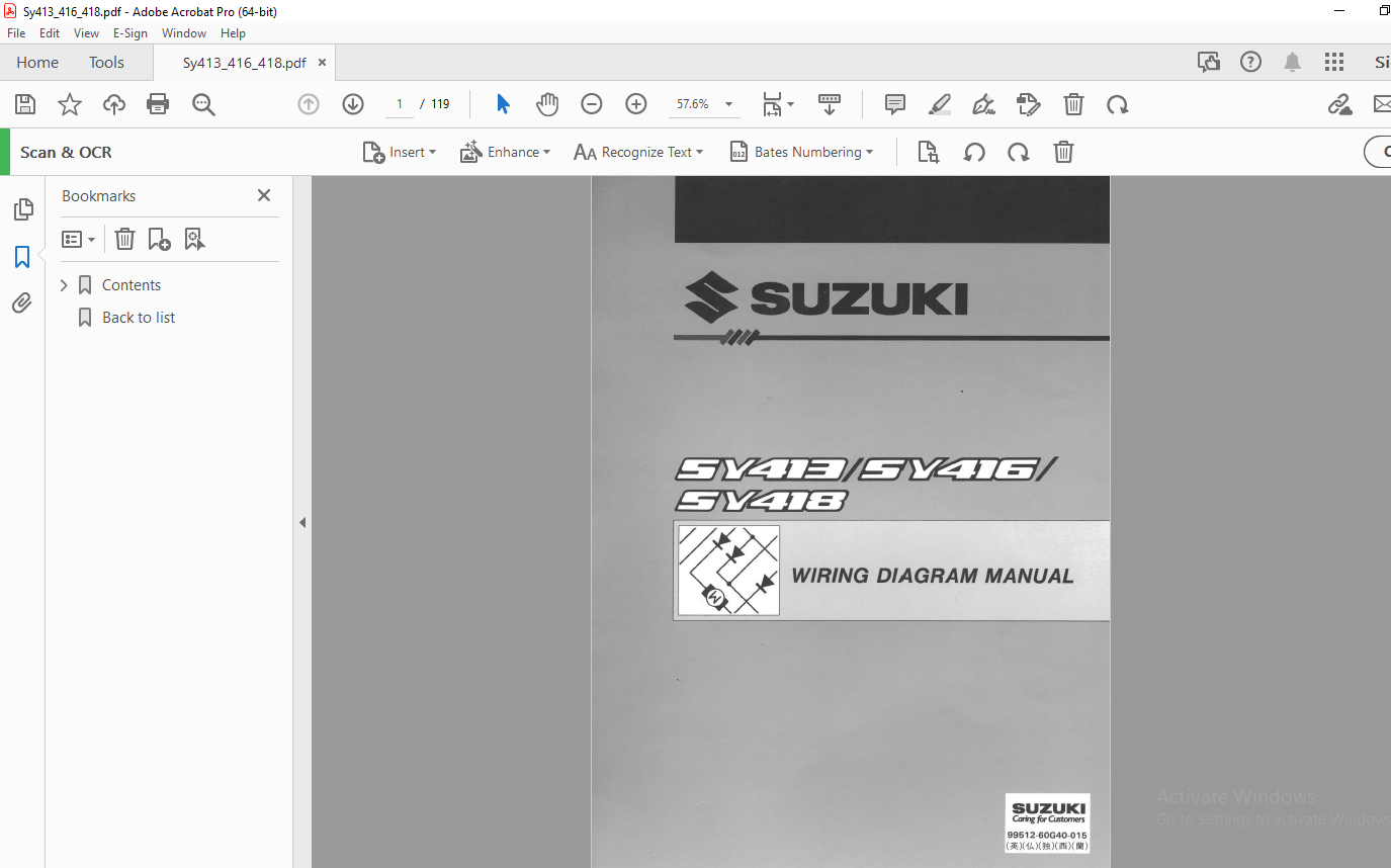 Suzuki SY413 SY416 SY418 Wiring Diagram Manual PDF DOWNLOAD