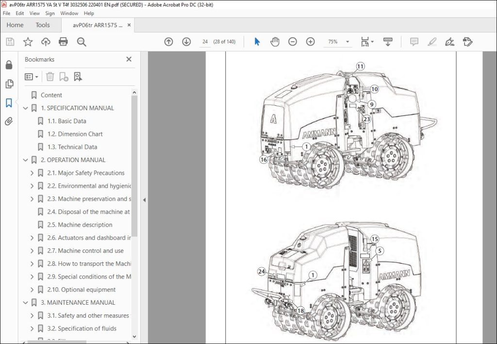 Ammann ARR 1575 Trench Roller Operating Manual 3032506 PDF ...