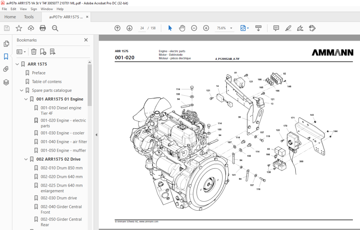 Ammann ARR 1575 Trench Roller Parts Manual 3005077 PDF