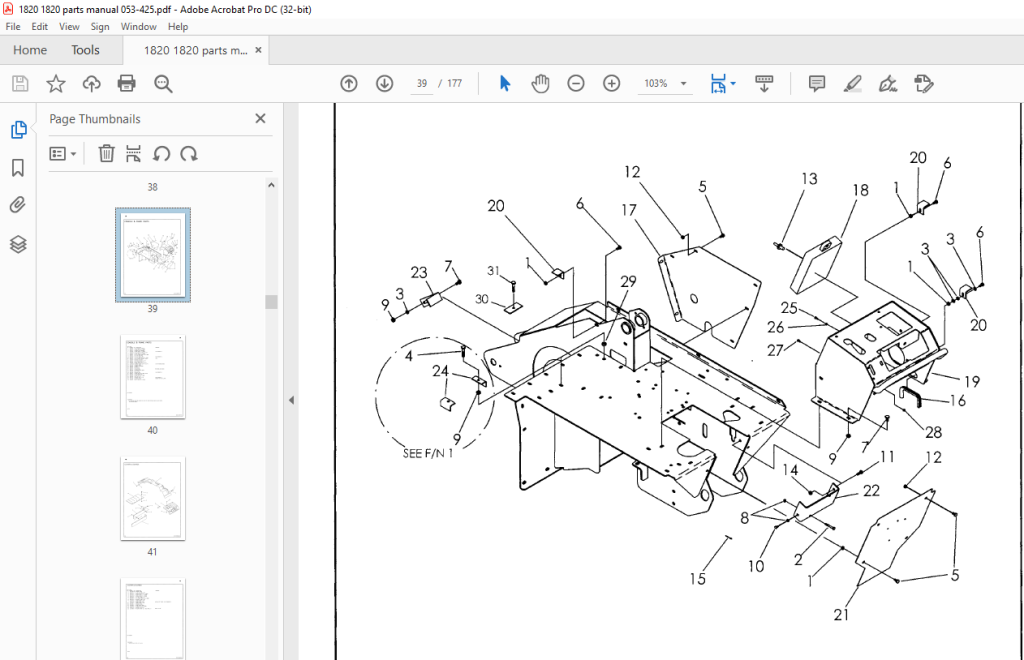 Ditch Witch 1820 Trencher Parts Manual 053425 PDF DOWNLOAD