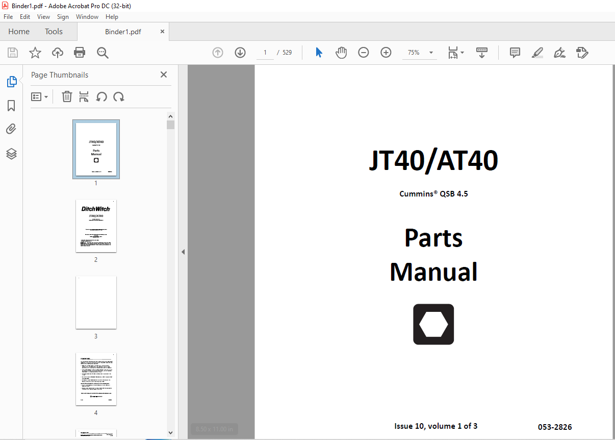Ditch Witch JT40 / AT40 Cummins® QSB 4.5 Parts Manual 053-2826 PDF ...