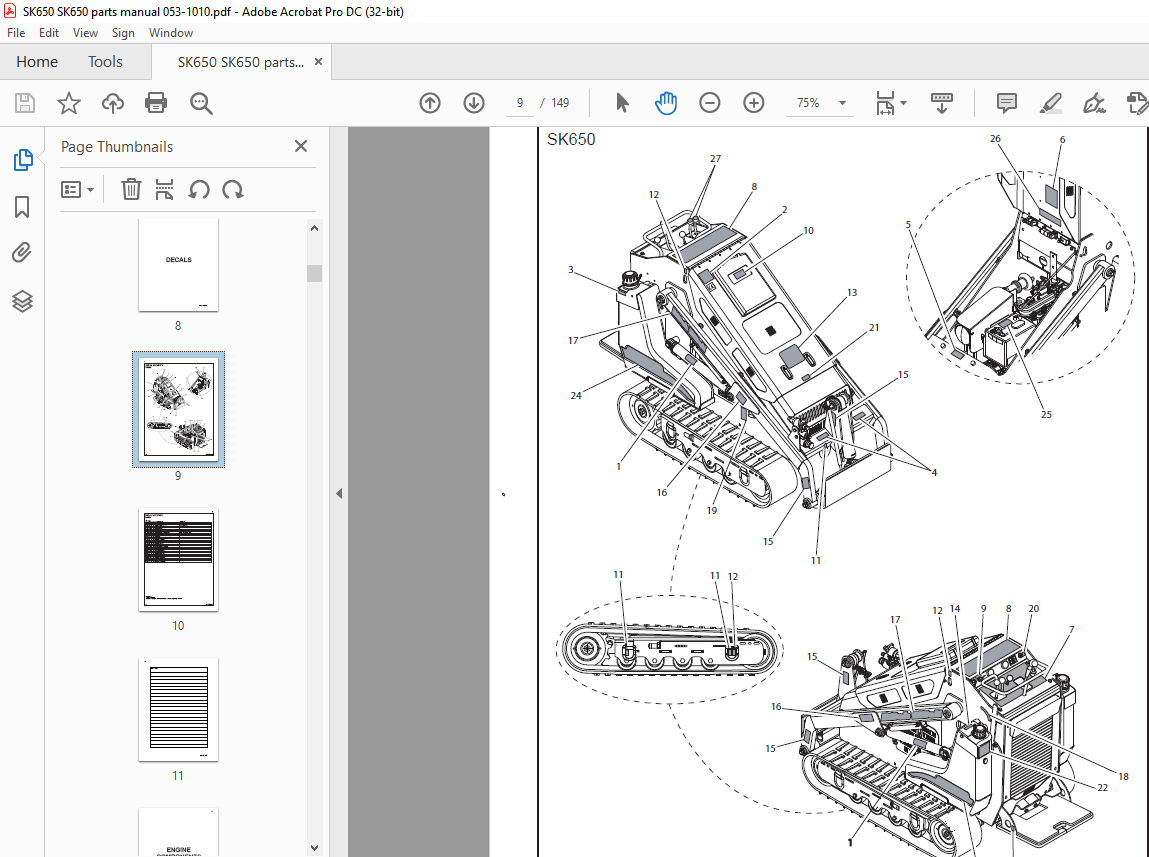 Ditch Witch SK650 Parts Manual PN 0531010 PDF DOWNLOAD
