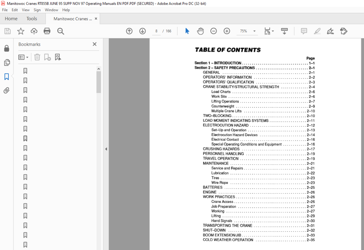 Manitowoc Grove Crane RT 855B Series Operator’s Manual – PDF DOWNLOAD ...