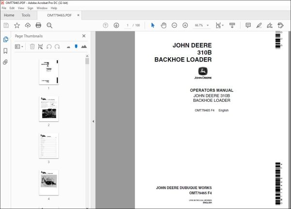 John Deere 310B BACKHOE LOADER Operators Manual - PDF DOWNLOAD ...