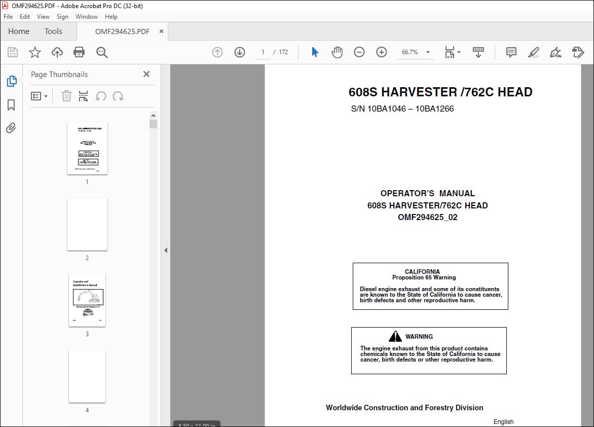 John Deere 608S HARVESTER 762C HEAD Operator's Manual - PDF DOWNLOAD ...