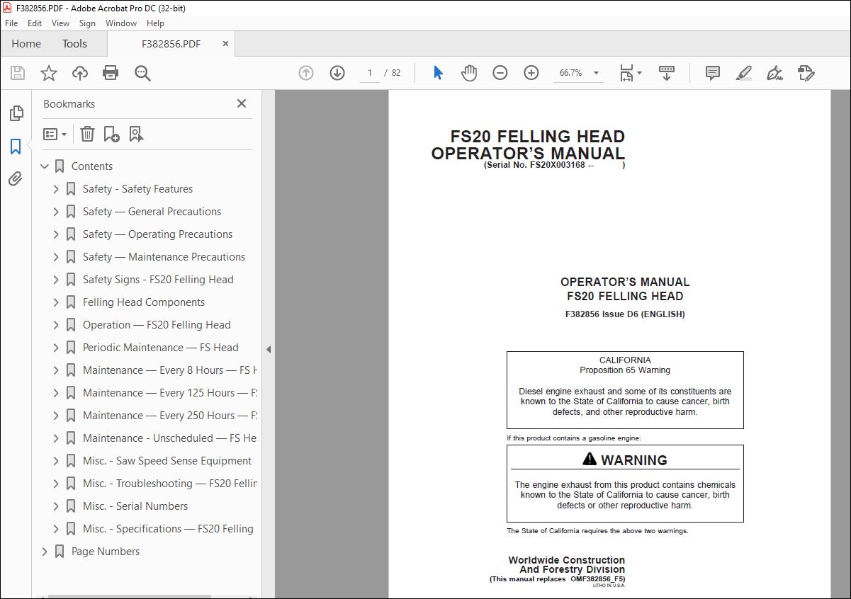 John Deere FS20 FELLING HEAD Operator's Manual - PDF DOWNLOAD ...