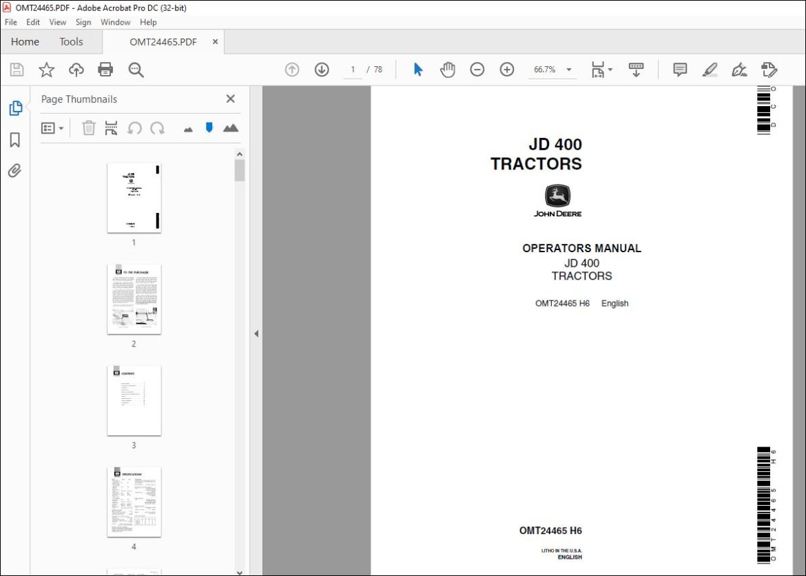 John Deere JD 400 TRACTORS Operators Manual - PDF DOWNLOAD ...