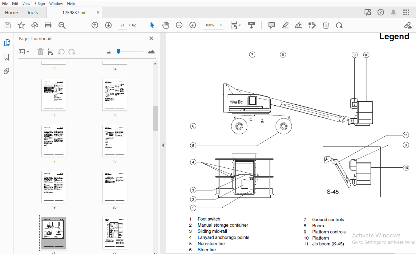 Genie S-40 S-45 Operator's Manual 1259837 - PDF DOWNLOAD - HeyDownloads ...