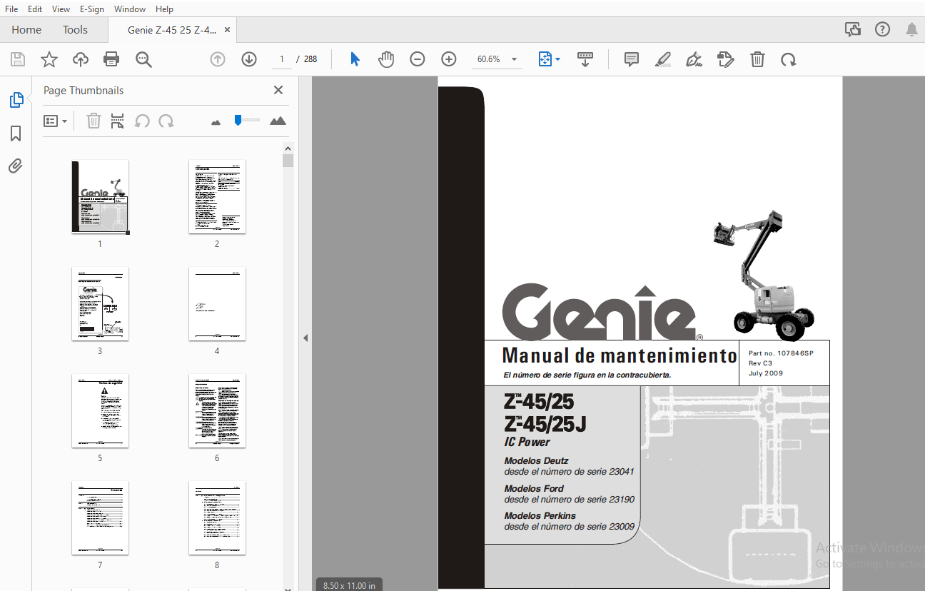 Genie Z-45/25 Z-45/25J IC Power Manual de mantenimiento 107846SP - PDF