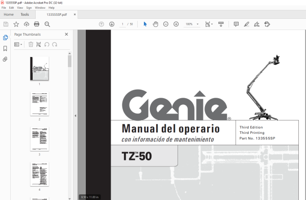 Genie lift TZ-50 Manual del operario 133555 - PDF DOWNLOAD (Spanish)