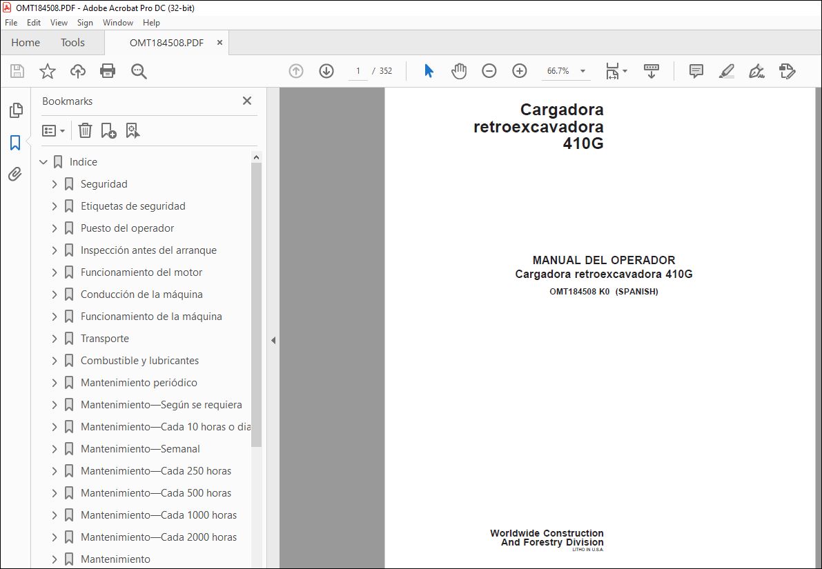 John Deere Cargadora retroexcavadora 410G MANUAL DEL OPERADOR PDF ...